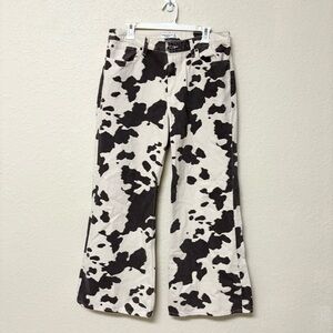 Abercrombie & Fitch The Baggy Boot Mid Rise Brown Cow Print Size 31 Regular